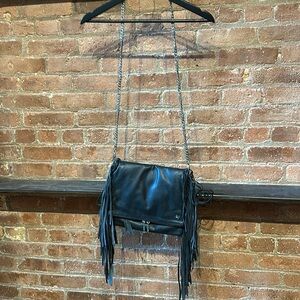 Zadig&Voltaire black shoulder/cross body soft fringed leather bag